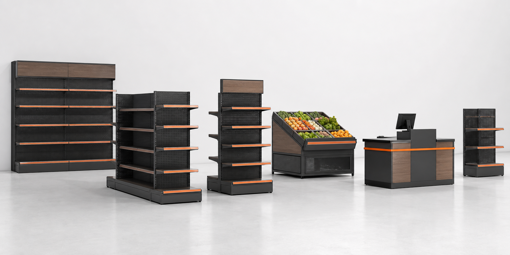 Supermarket shelving fixture collection